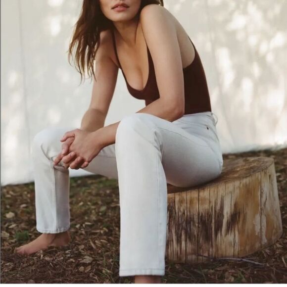 Reformation Cynthia High Rise Straight Jeans Bone New with tags! - Picture 4 of 16